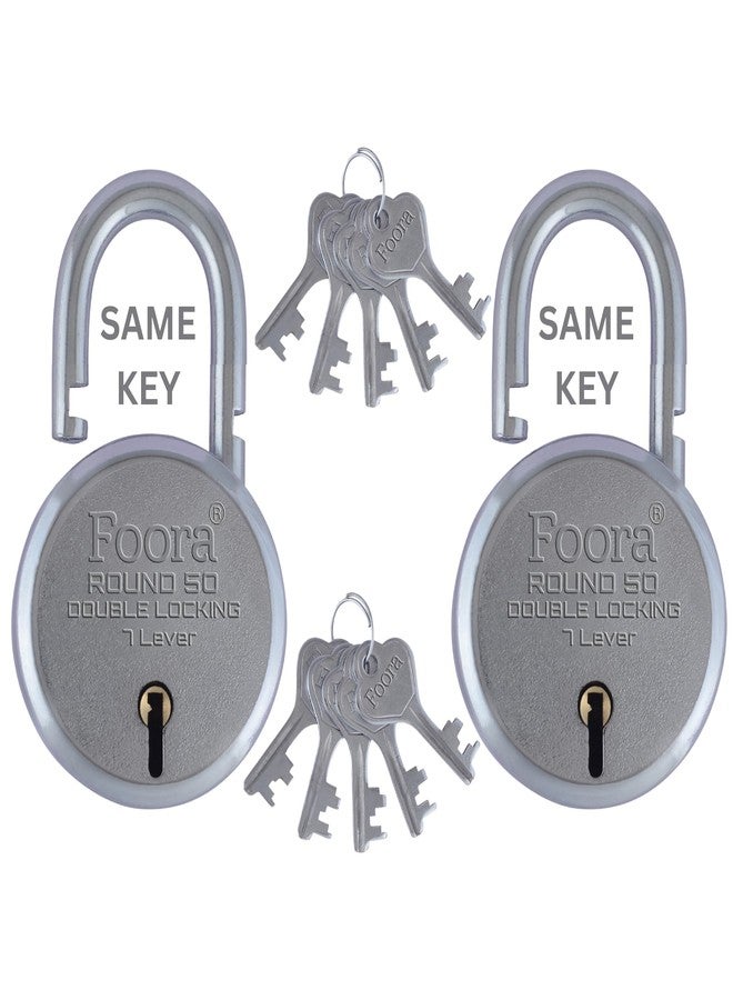 Foora Small Same Key Lock Set | 2 Heavy Duty Padlocks with 10 Keys | Double Locking 8 Lever Mechanism | Strong Metal Body | Multiple Lock and Key for Home, Door Lock, Gate Lock, and Shutter - Image 1